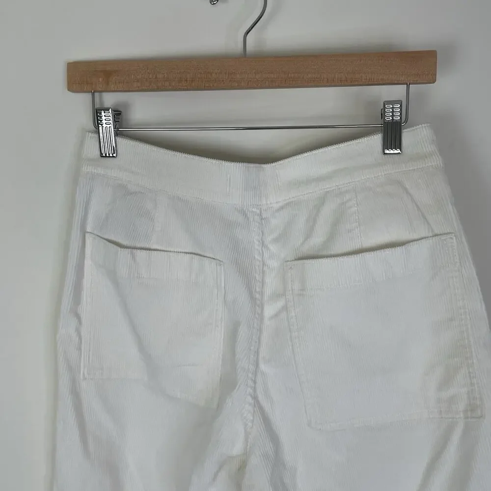 Madewell The Emmett Wide Leg Pant in‎ Corduroy Welt Pocket Winter White 26 NS291